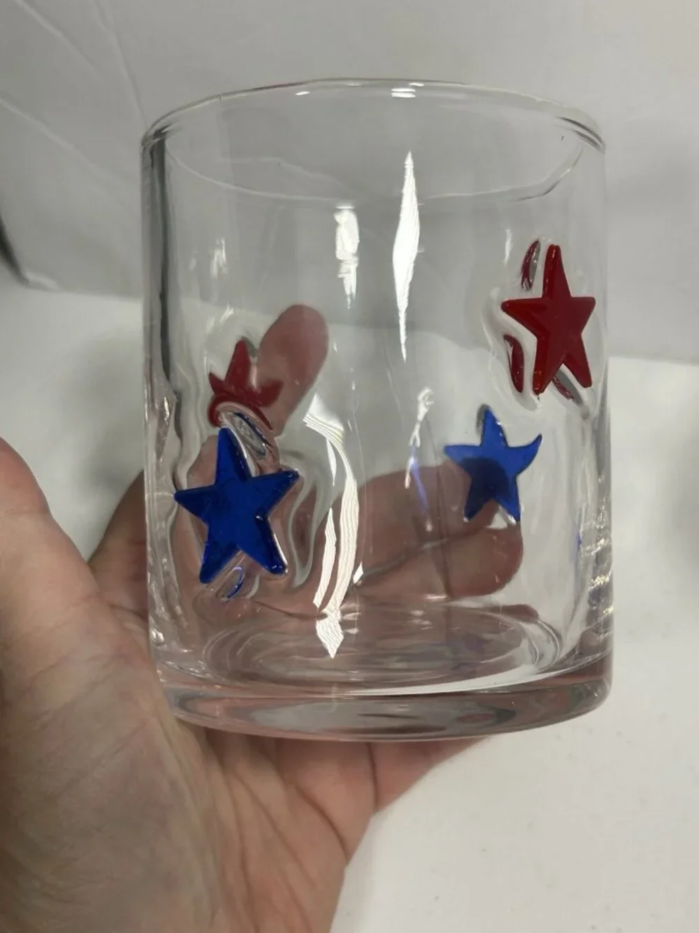 2 Pack 11 Fl Oz Whiskey Rocks Glass USA Red Blue Stars Patriot 4th of July New